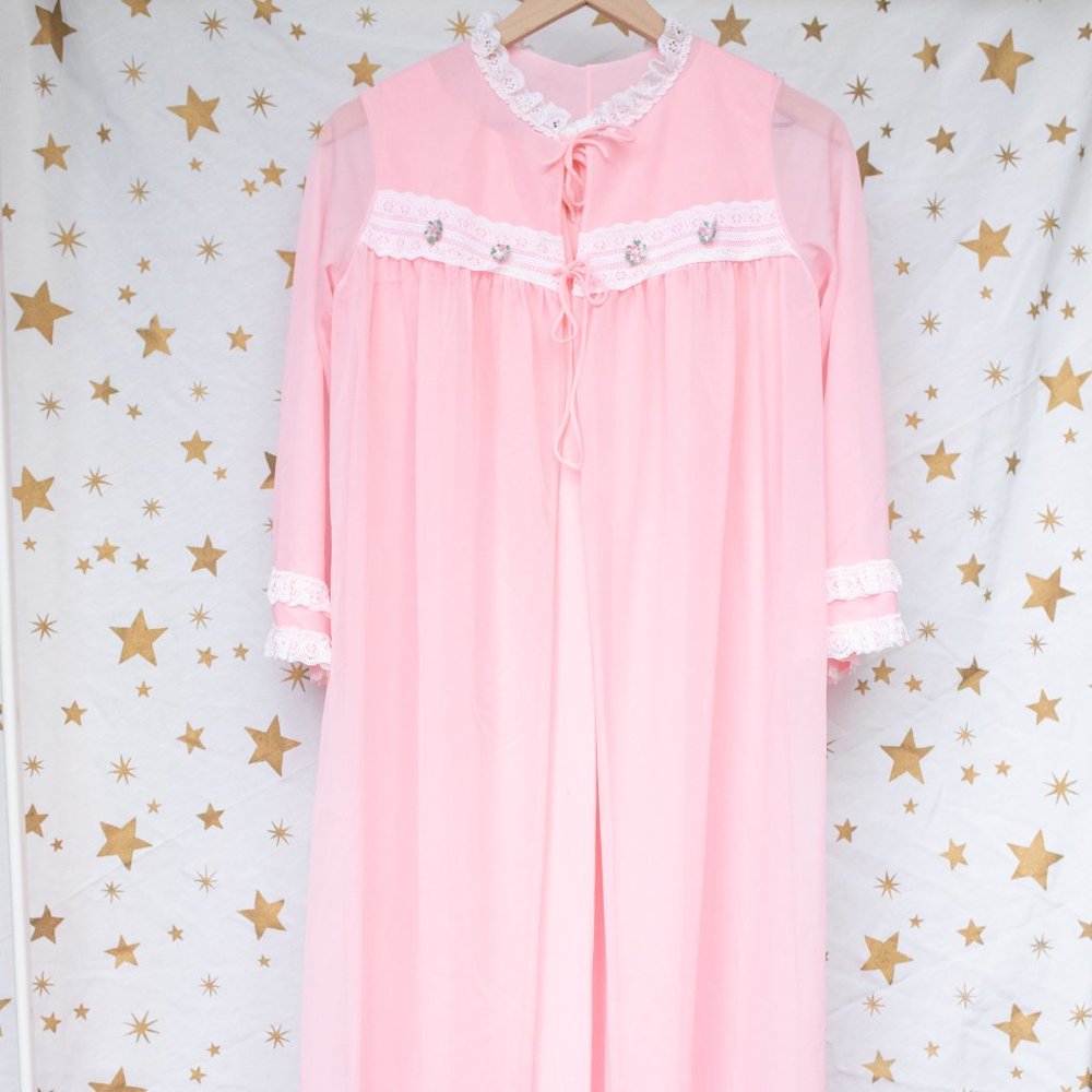Vintage Pink Nightgown and Robe Set